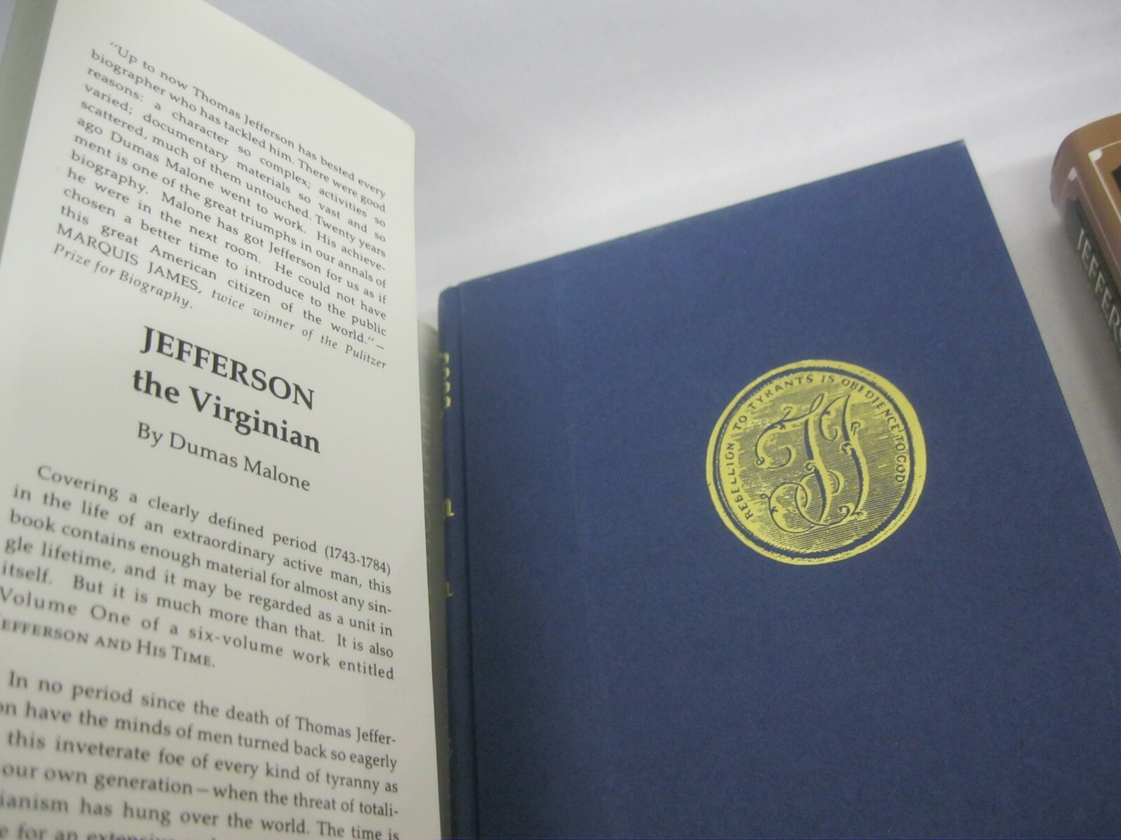 Thomas Jefferson 5 Books Dumas Malone Montecello American Sphinx Rights of Man