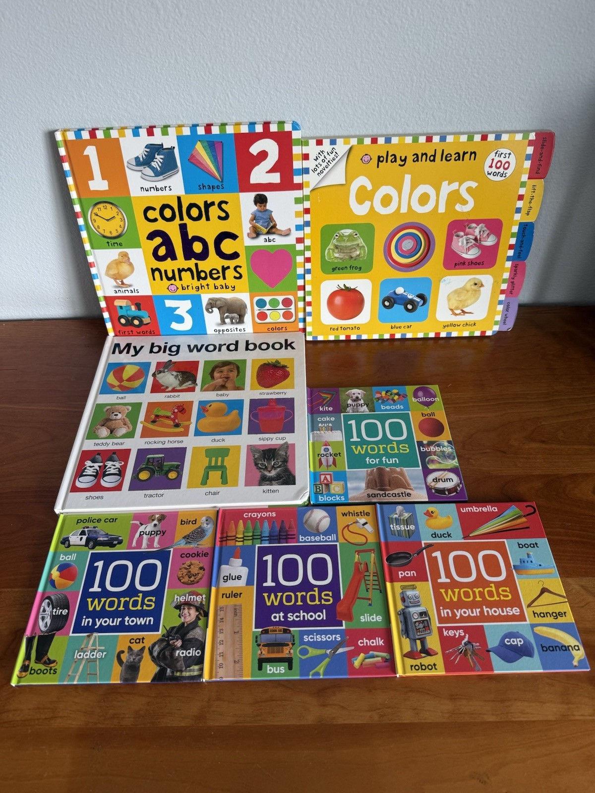 Priddy Books: Colors, ABCs, Numbers, Big Word Book & 4 x 100 word books – school
