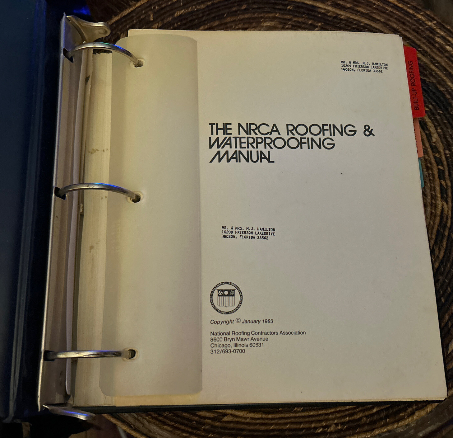 NRCA manual 1983 roofing waterproofing national contractors association spiral