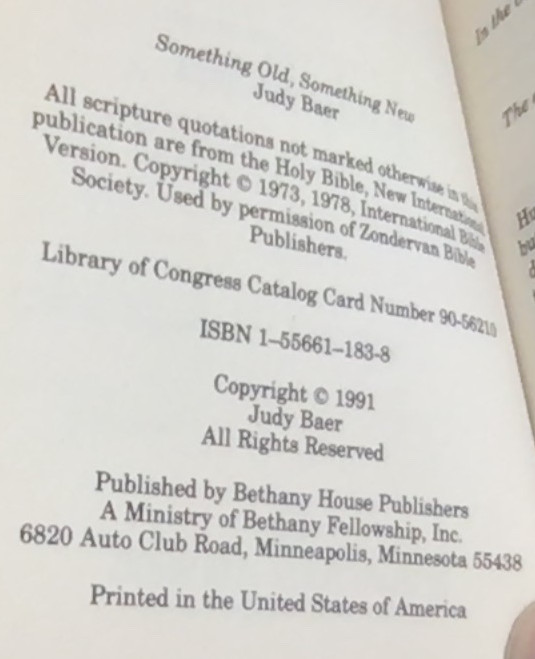 SOMETHING OLD, SOMETHING NEW (CEDAR RIVER DAYDREAMS #11) By Judy Baer Like New!