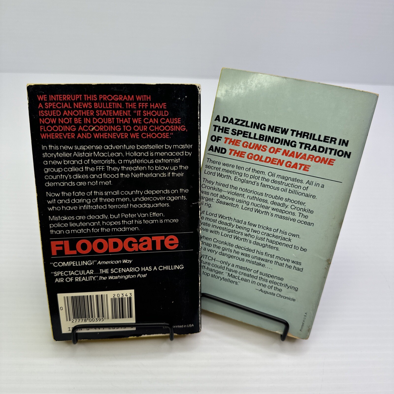 Alistair MacLean Seawitch & Floodgate Paperback Fawcett Crest 1985 & 1977