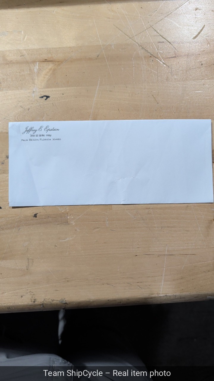 Envelope Jeffrey E Epstein Palm Beach Florida G2U