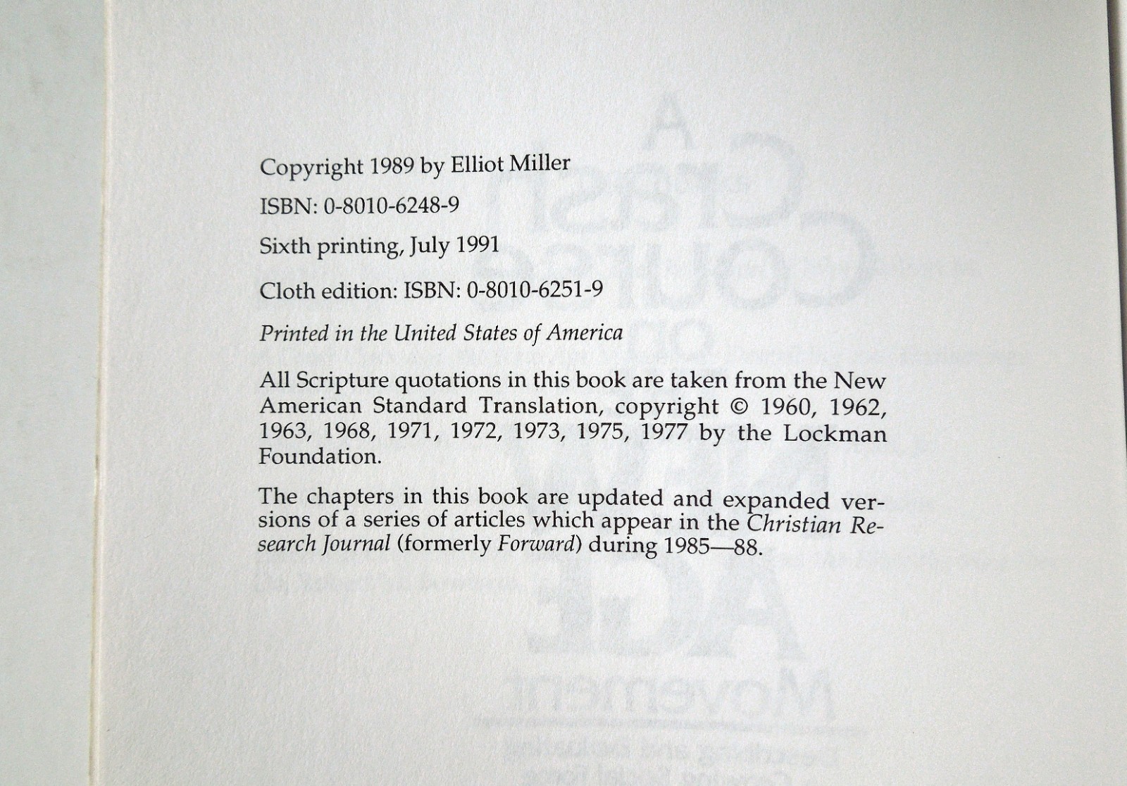 A Crash Course on the New Age – Elliot Miller, 1991 sc, Baker Book House