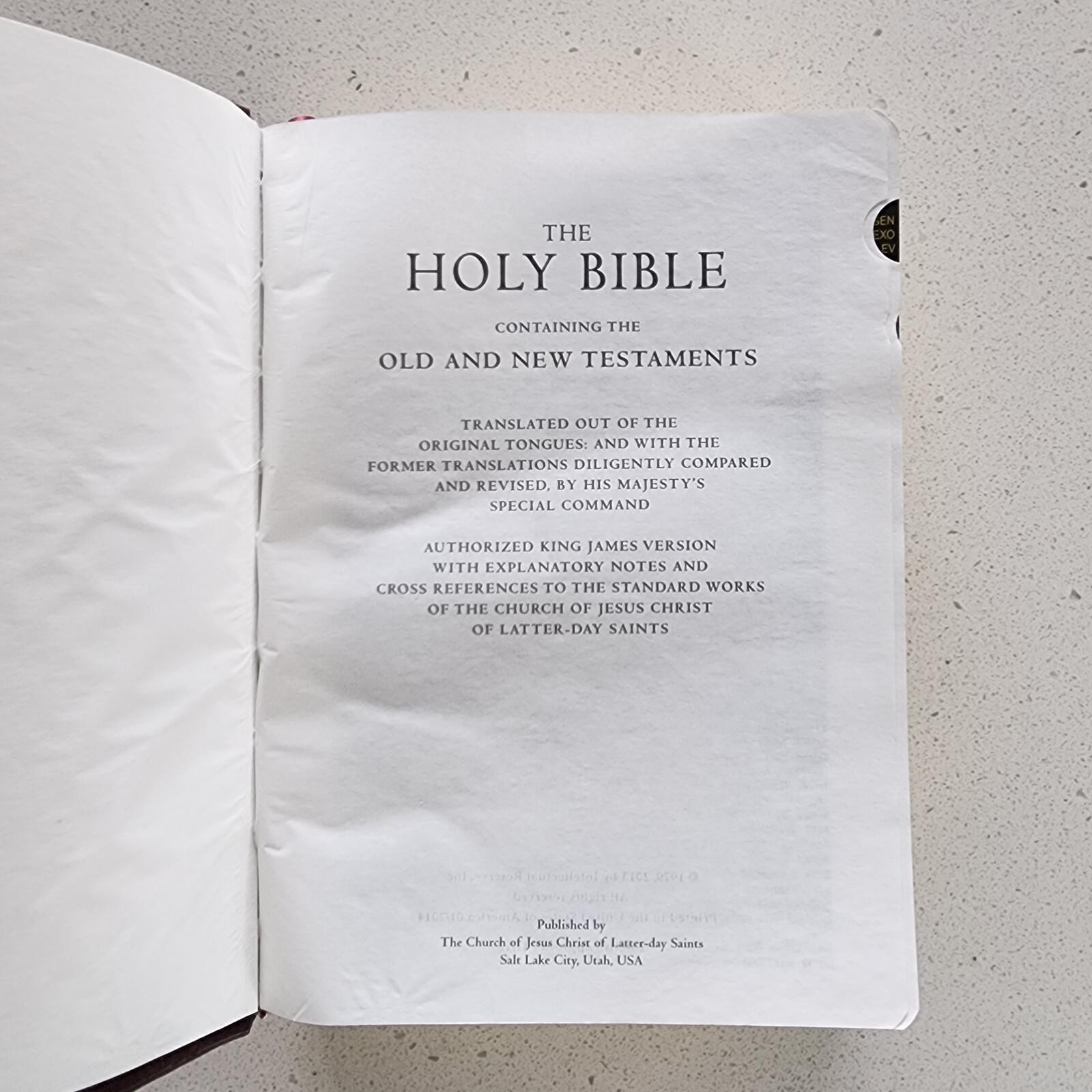 Holy Bible King James Version Burgundy Leather Book with Thumb Indexes LDS