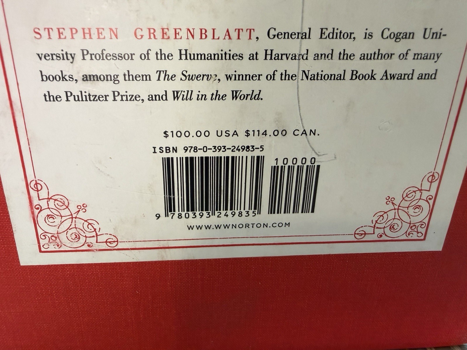 The Norton Shakespeare 2016 Third Edition by Stephen Greenblatt Dust Cover Box