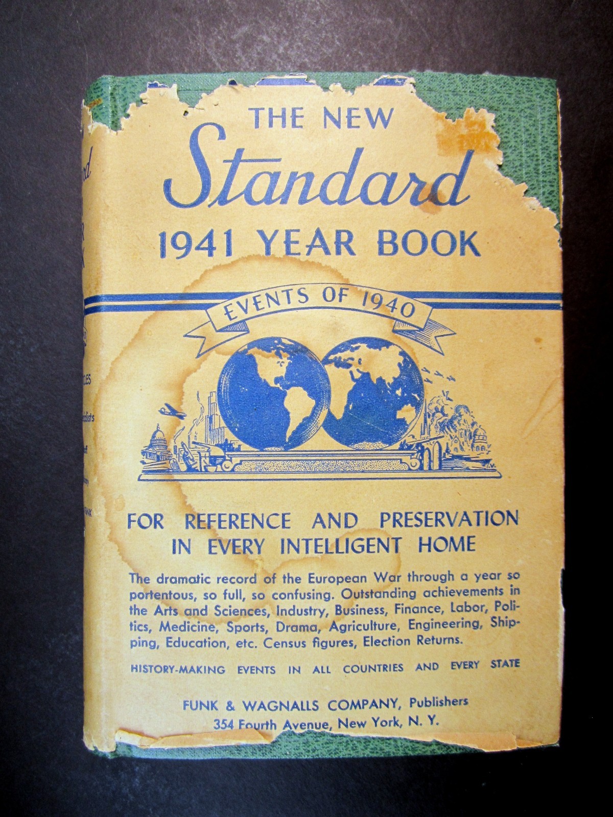 1940 Events – The New Standard 1941 Year Book Funk and Wagnalls pre WWII War HB