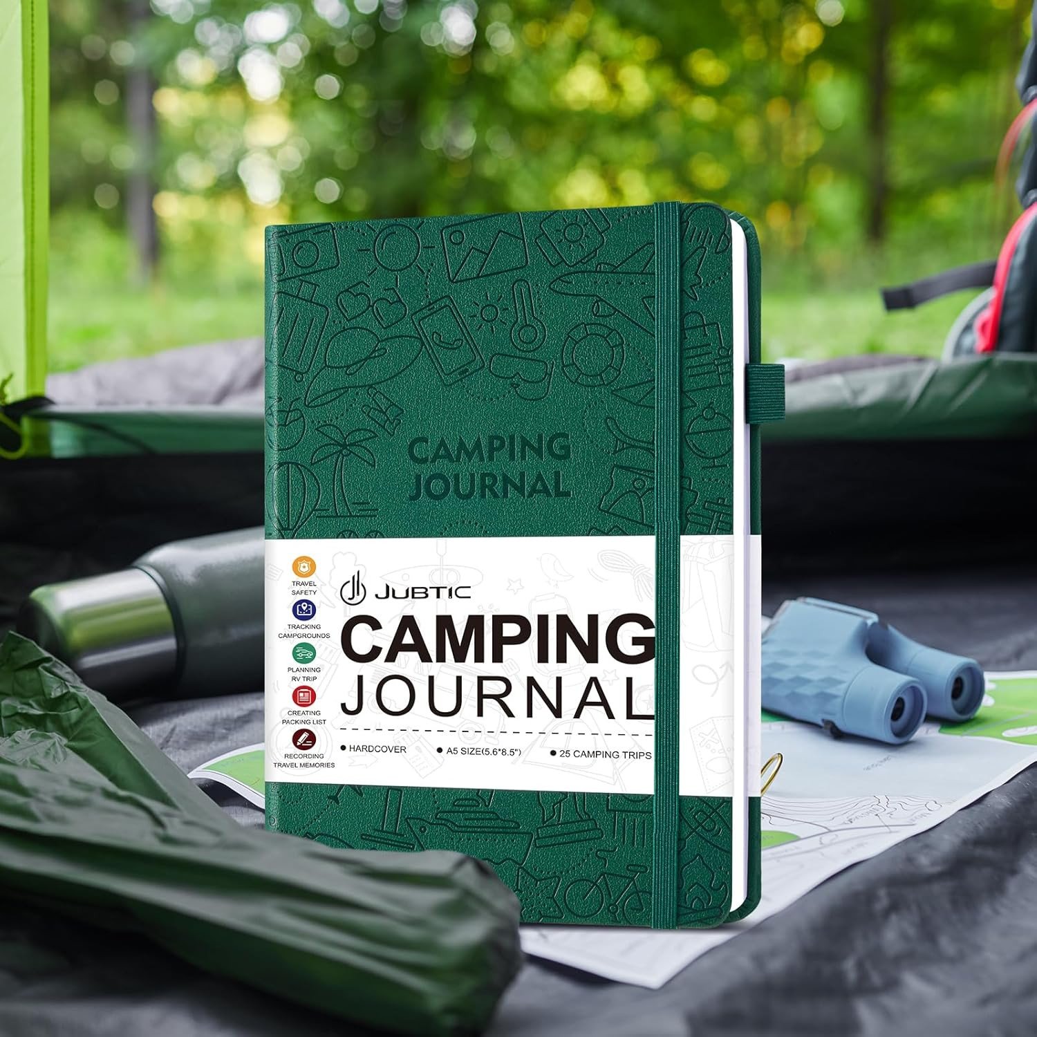 Camping Journal and RV Travel Log Book, A5 Adventure Journal for 25 Camping, Hik