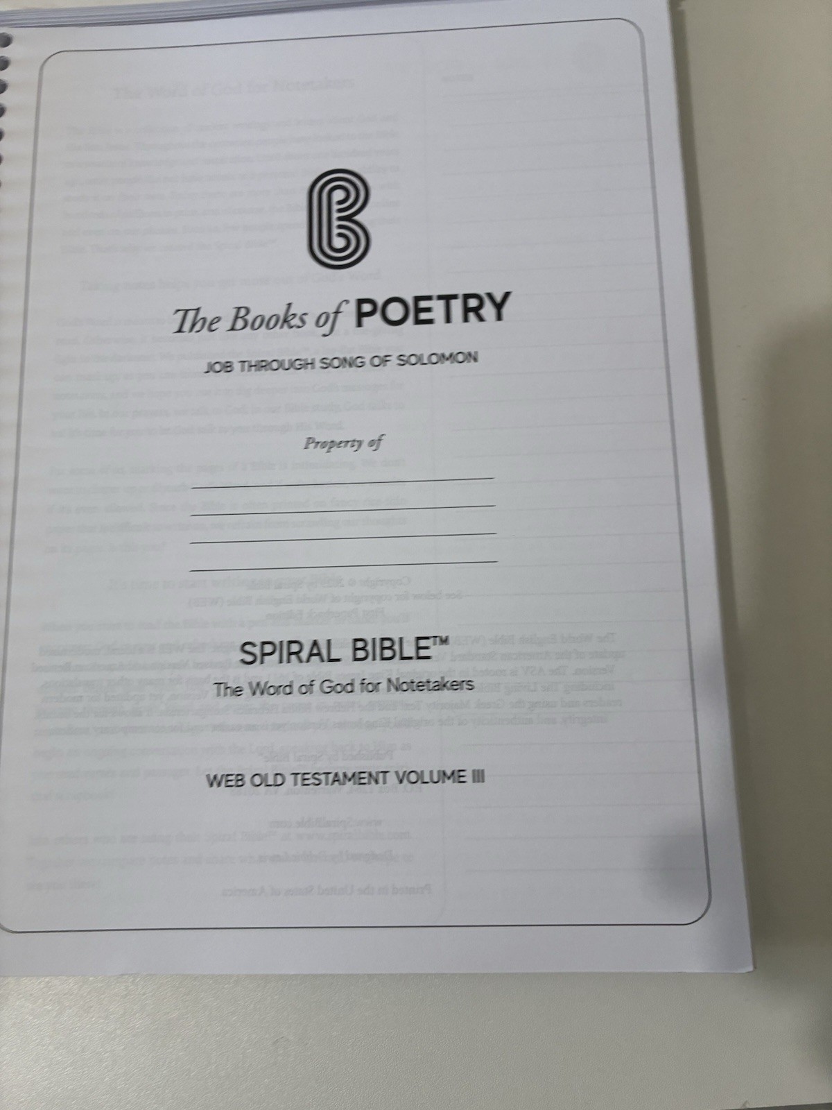 Lot of 4 Spiral Bible New Testament – Poetry – History- Prophets – Very Good