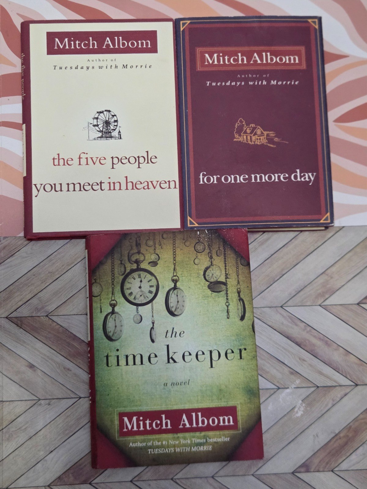 MITCH ALBOM – LOT OF 3 HARDCOVER BOOKS – FIVE PEOPLE, TIME KEEPER, ONE MORE DAY,