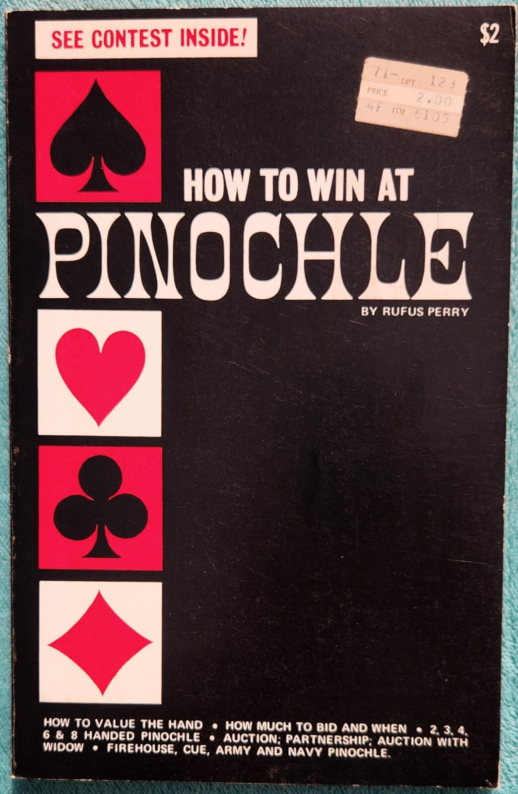 How To Win At Pinochle By Rufus Perry 1972 Trade Paperback 124 Pages