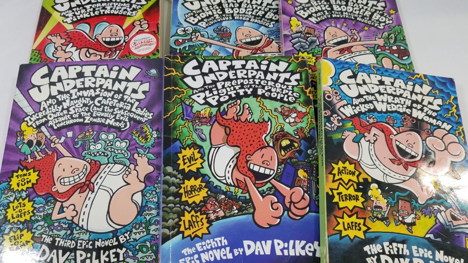 Captain Underpants & Dog Man Book Lot By Dav Pilkey 14 Books Mixed Titles