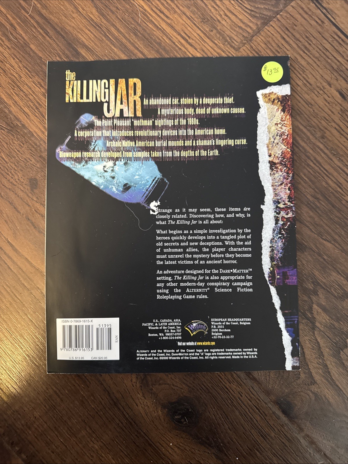 DARK MATTER: THE KILLING JAR (ALTERNITY) RPG – 1999 Wizards of the Coast