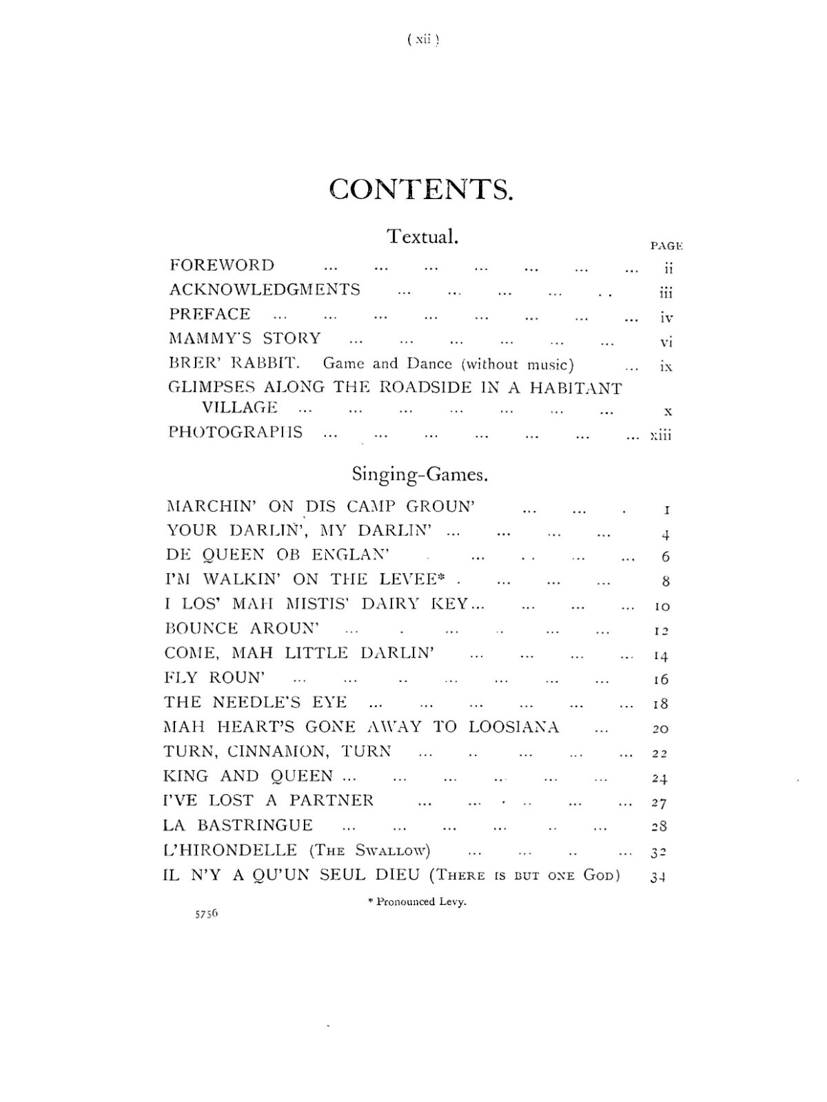 Negro folk singing games and folk games of the Habitants „1914“ 56 Pages