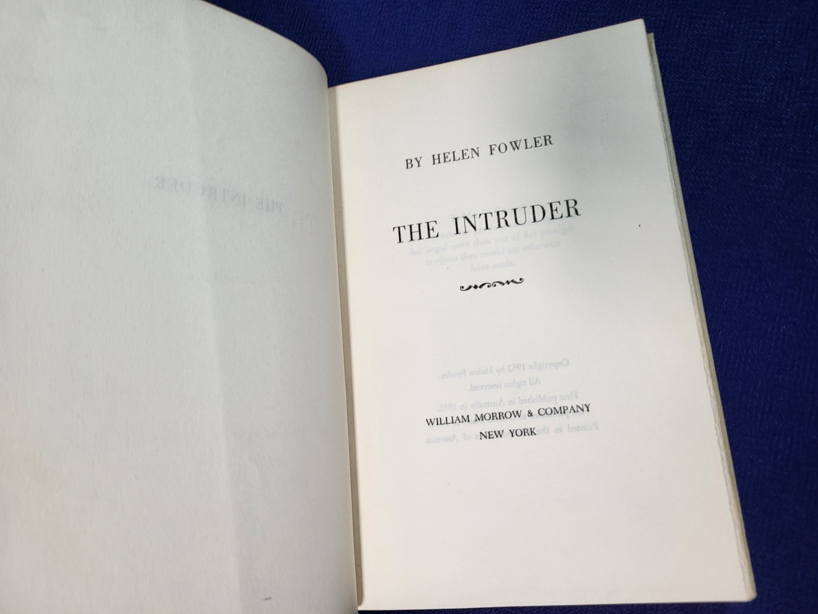 The Intruder By Helen Fowler Vintage Book Thriller Mystery Suspense 1953