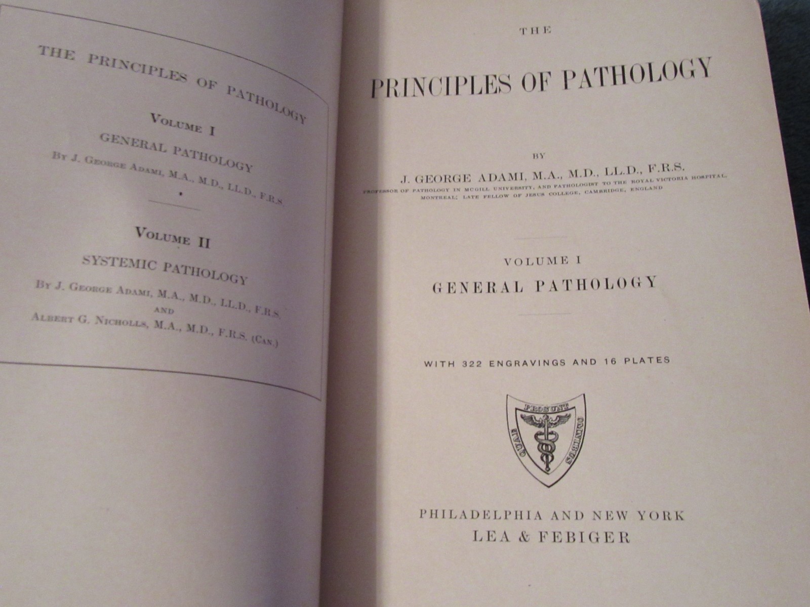 2 Principles of Pathology volume 1 & 2 George Adami general & systemic medical