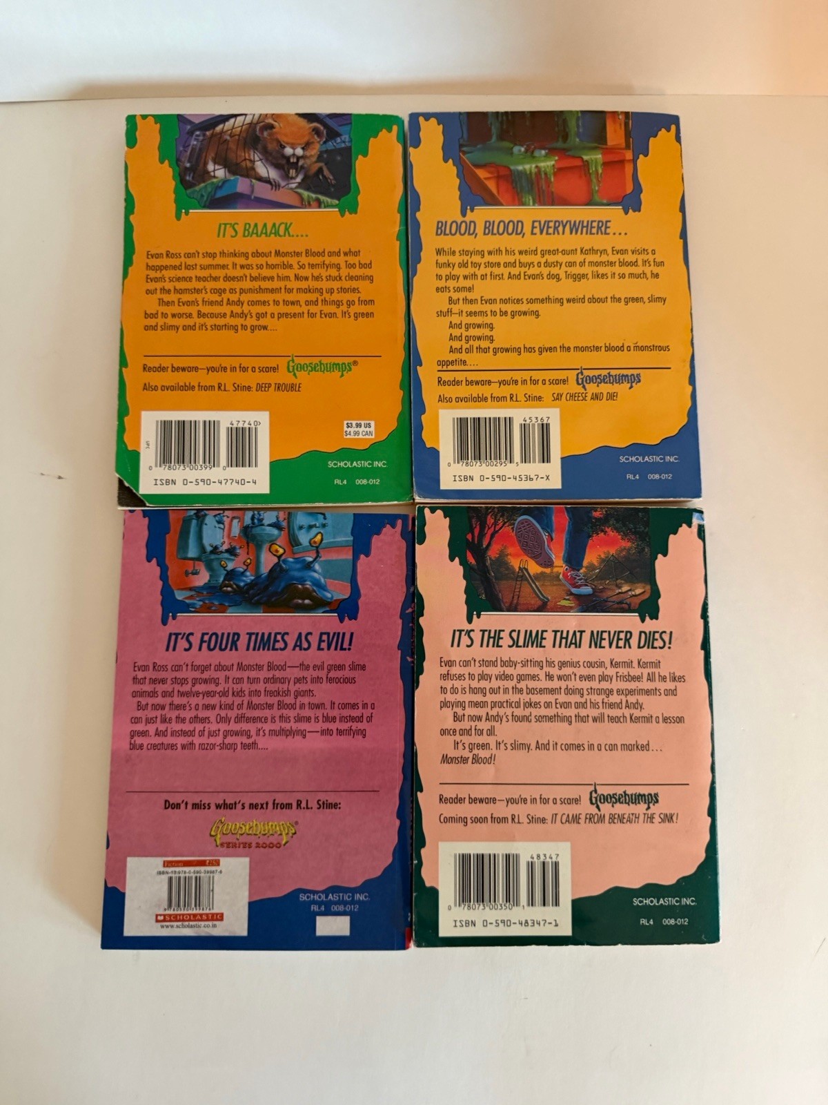 R.L. Stine Goosebumps Monster Blood I-IV Paperback Set