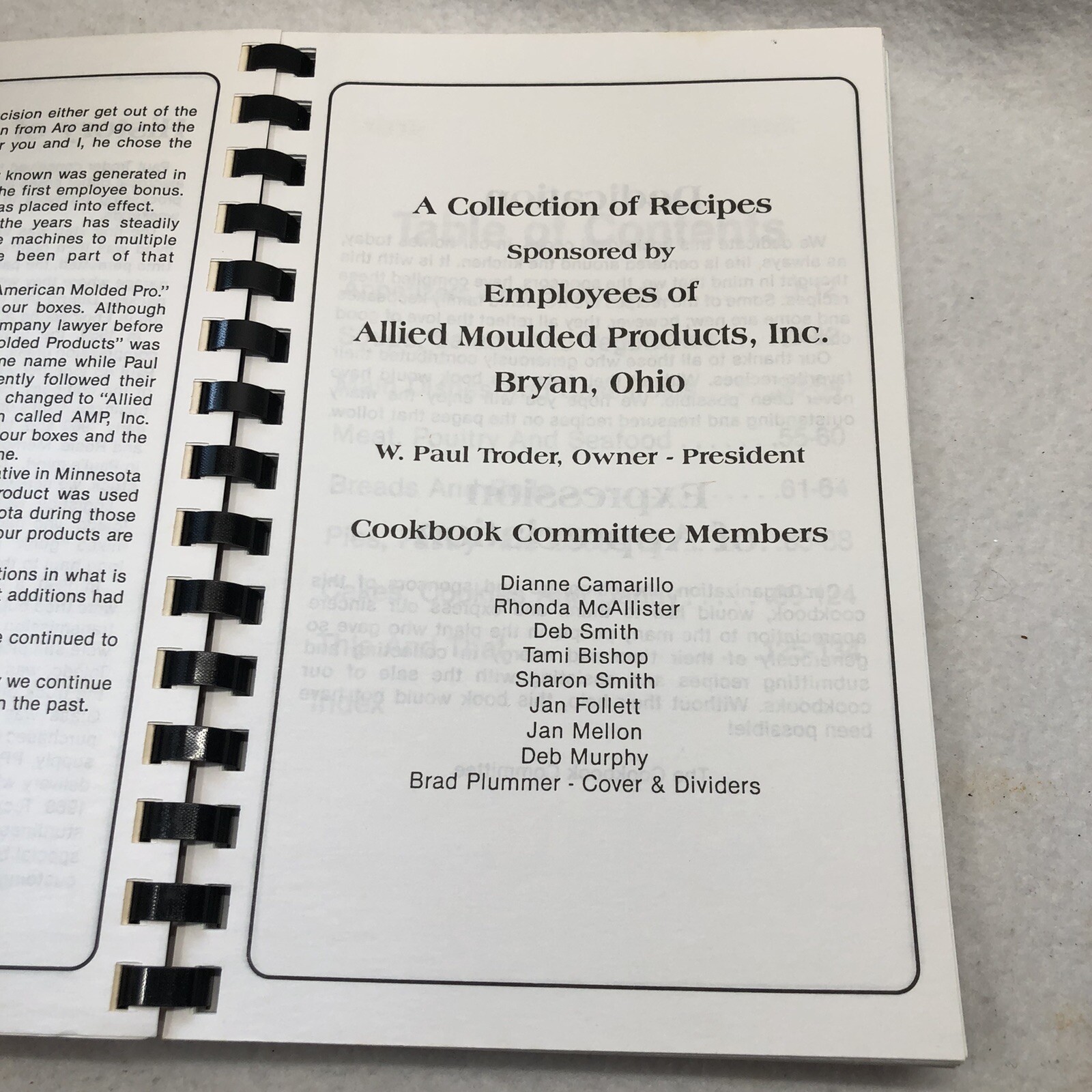 Allied Moulded Products Cookbook Cooking with AMPY 156 Pages Vtg 1993 Bryan Ohio