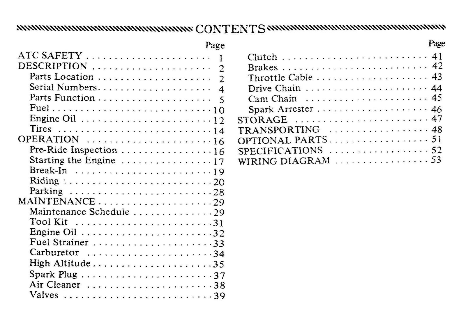 1981 Honda ATC110 Owner’s Manual 56 Pages