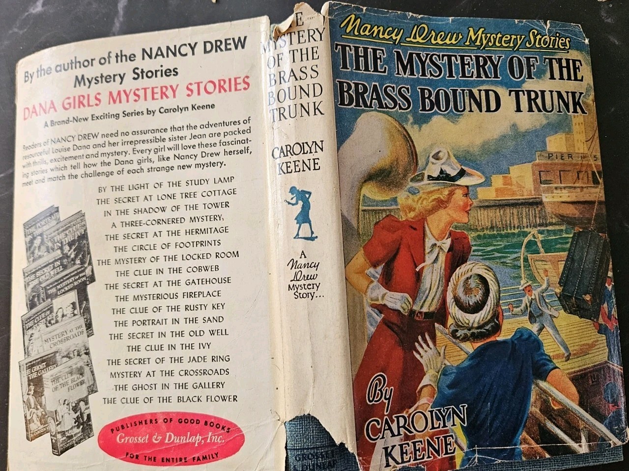Nancy Drew #17 The Mystery of The Brass Bound Trunk 1940 Carolyn Keene DJ / Vtg
