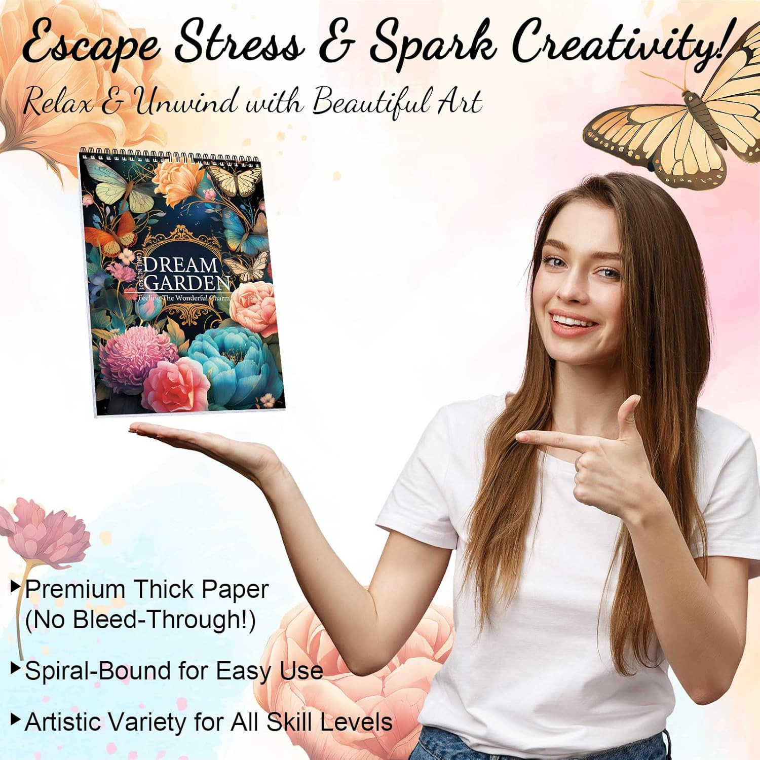 Adult Coloring Book for Women, Coloring Books for Adults Relaxation, Spiral Boun