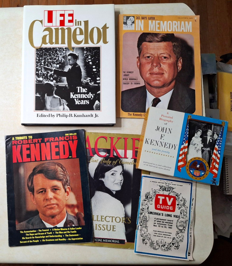 Vintage John F. Kennedy JFK Lot RFK Robert Jackie Jr. Books Magazines Cards