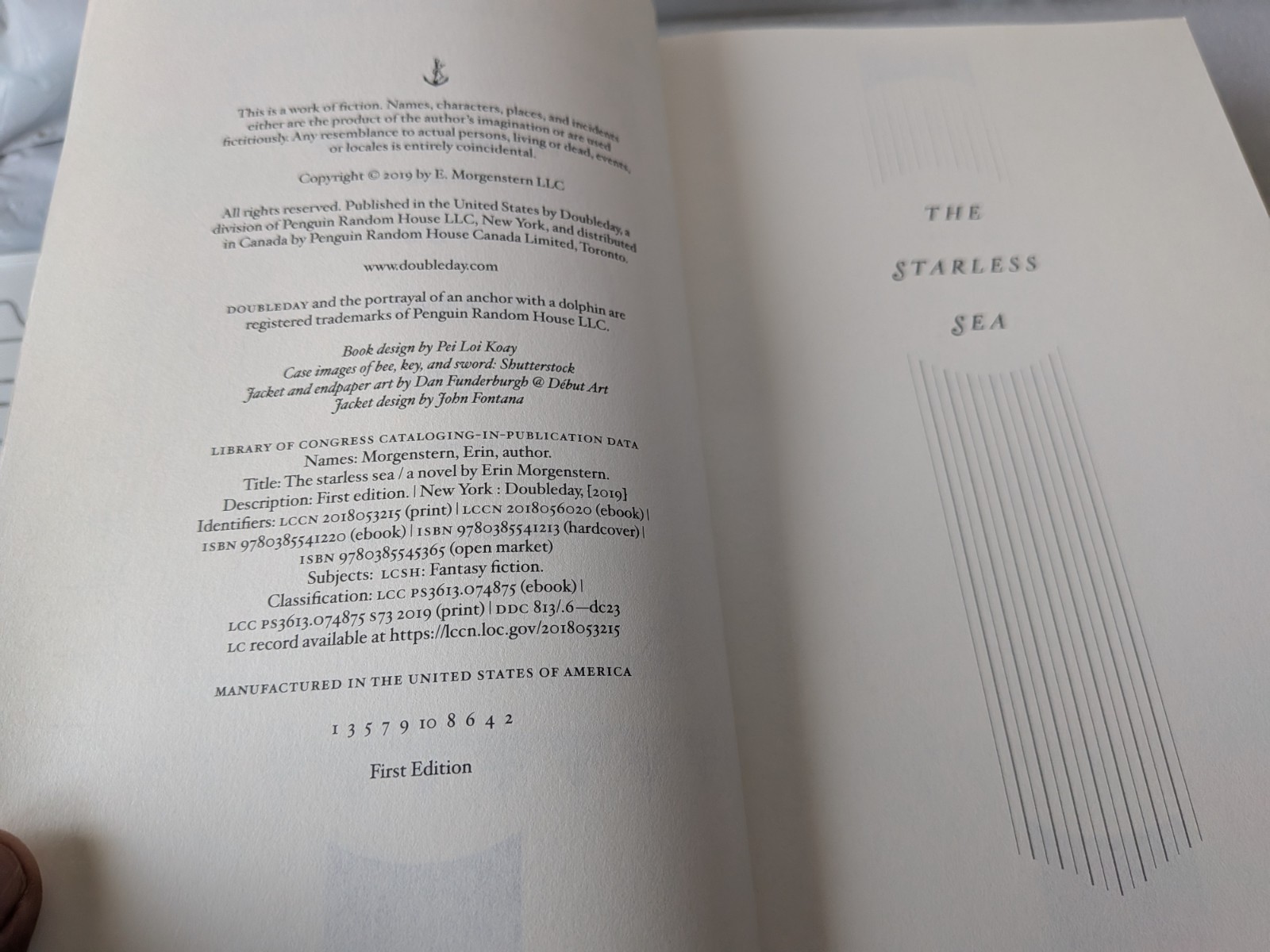 The Starless Sea Erin Morgenstern Hardcover Doubleday 2019 No DJ