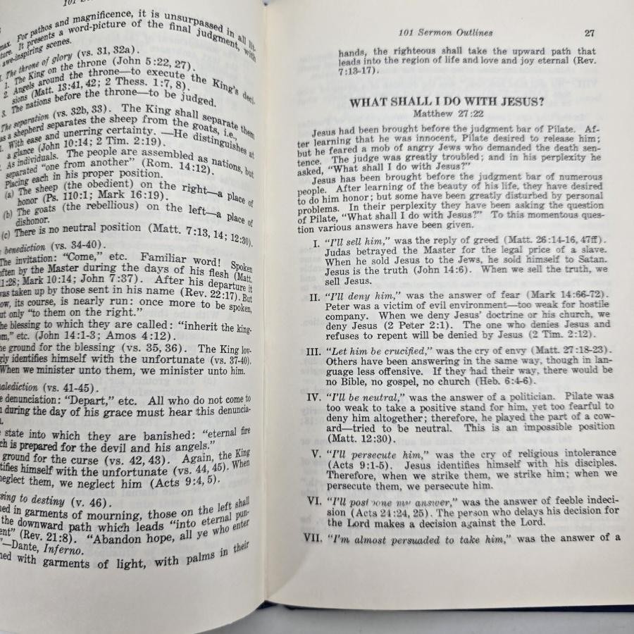 Vintage 101 Sermon Outlines Frank Cox HC 1971 Preaching Christian Book Vintage