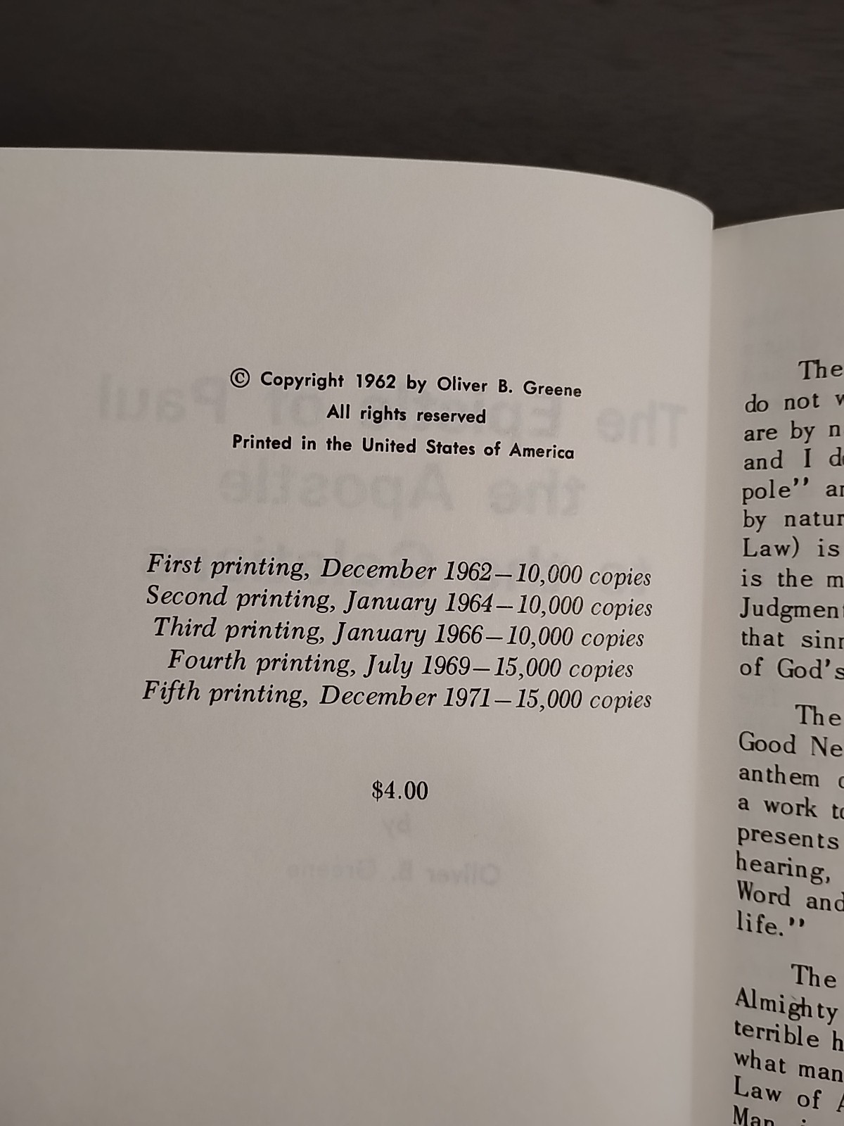 The Epistle of Paul the Apostle to the Galatians by Oliver B Greene 1971 HC