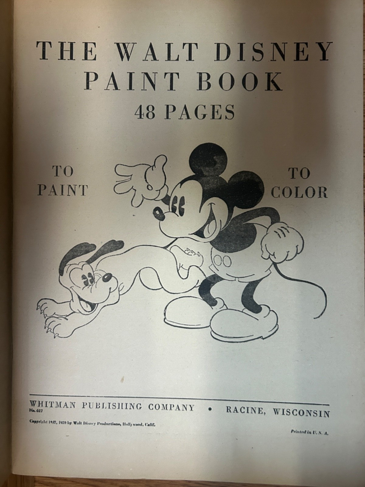 1939 oversize softcover Walt Disney Paint Book