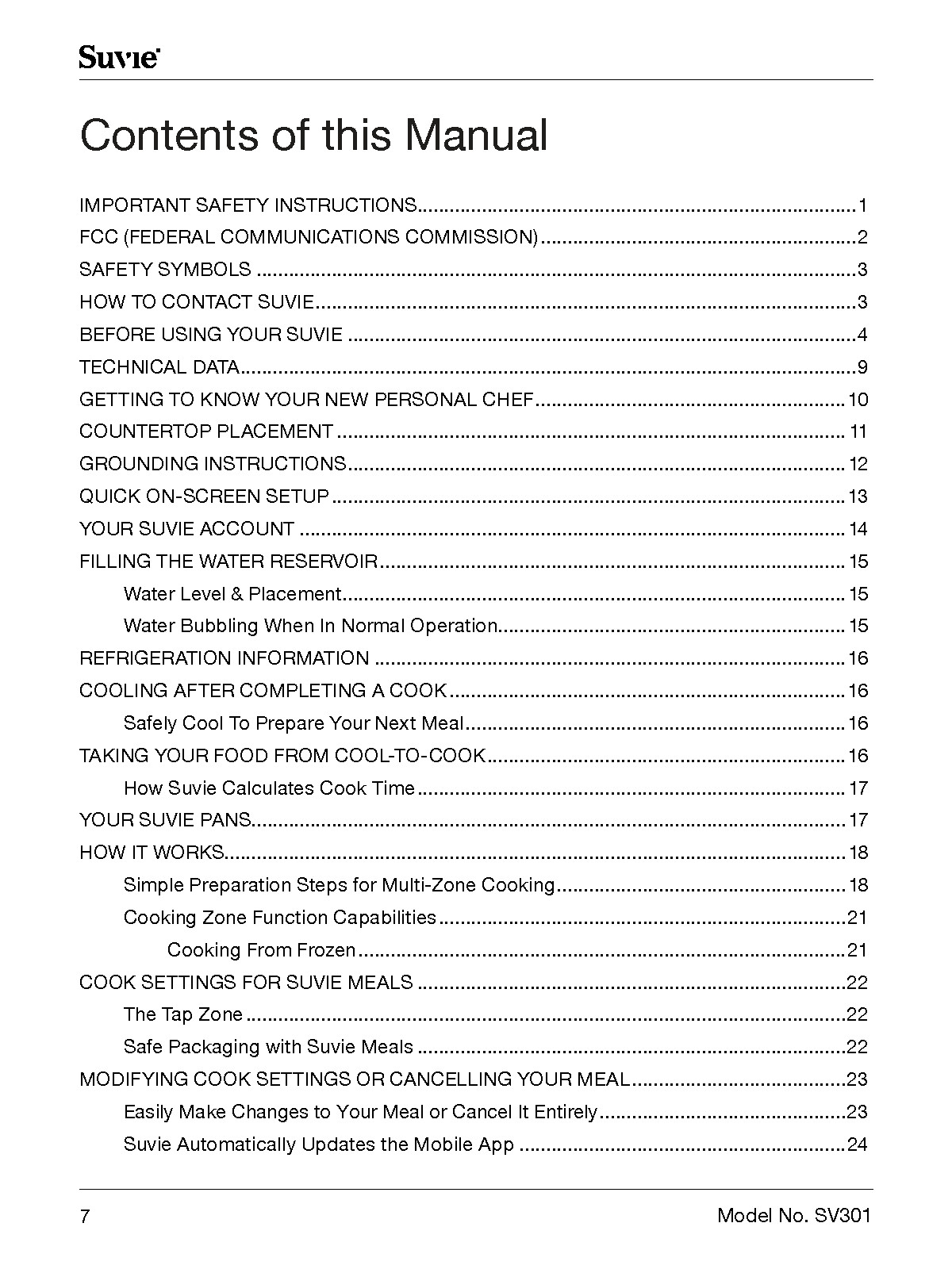Suvie Gourmet Kitchen Robot SV301 Owners Manual User Guide: 28 Pages Coil Bound