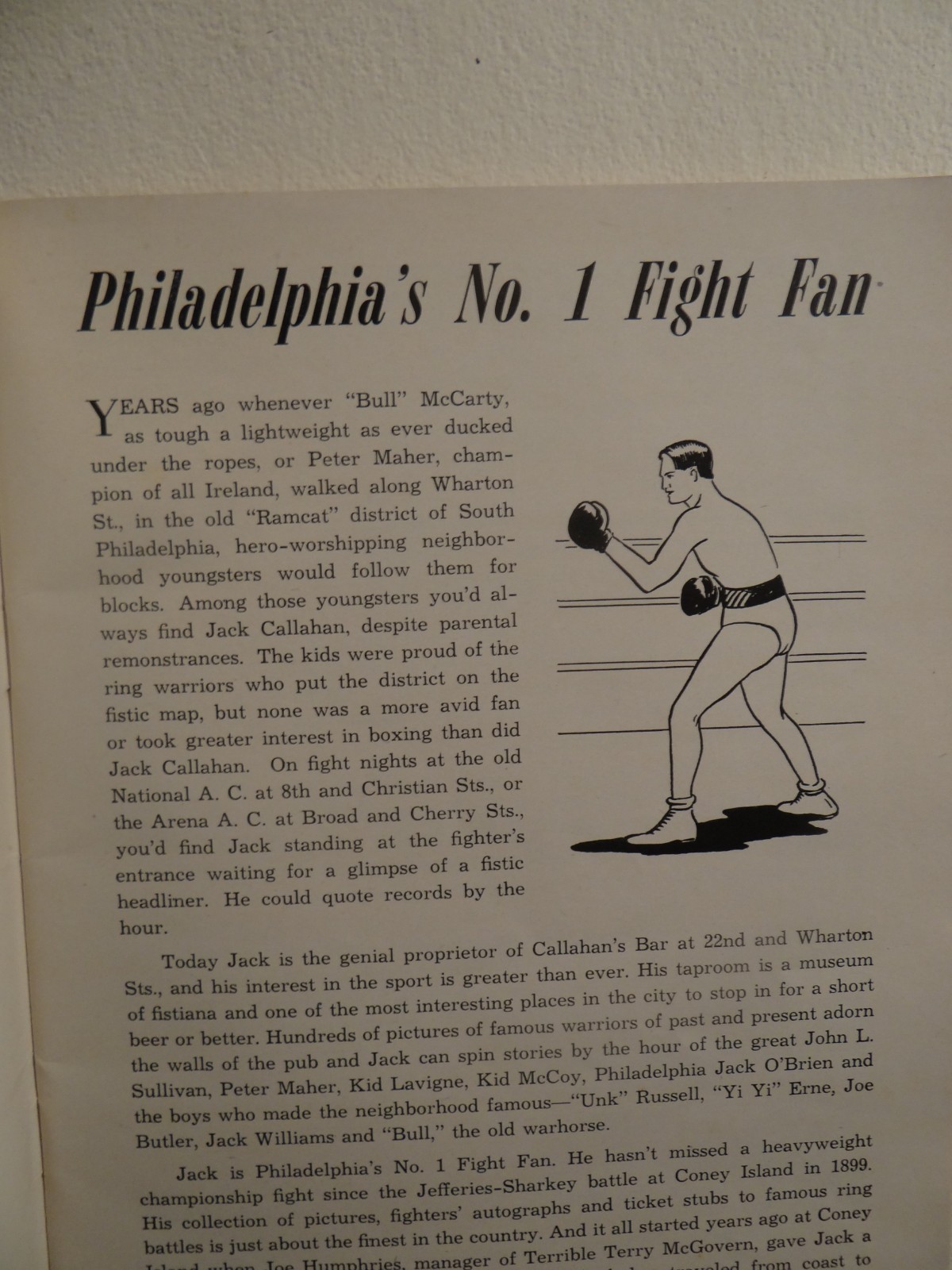 1947 Boxing in Philadelphia Tales of Legends & Lore LEATHER SOCKING TALES