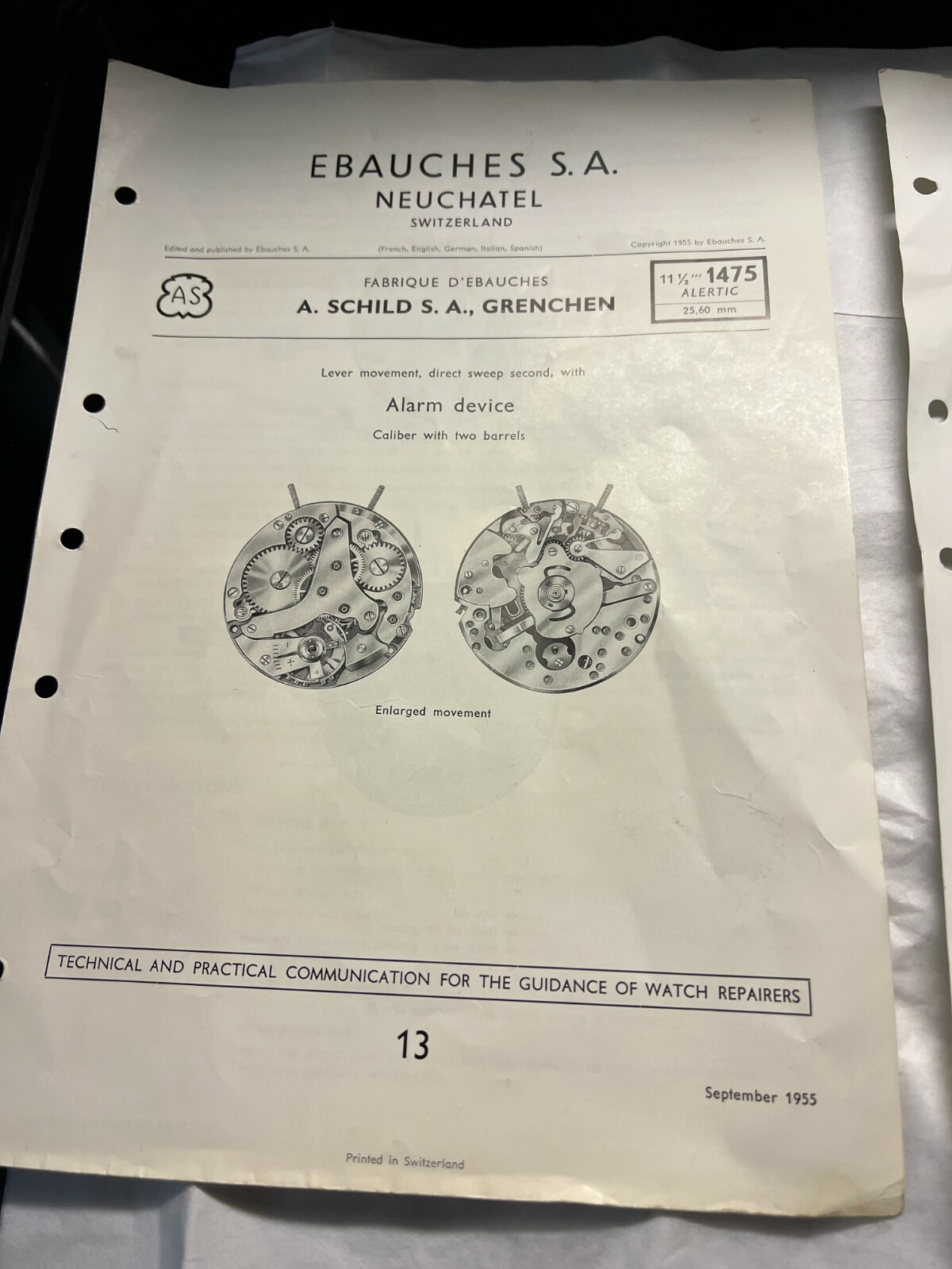 Watch Repair Technical Communication Guides Ebauches S.A ESA Lot of 3 Pamphlets