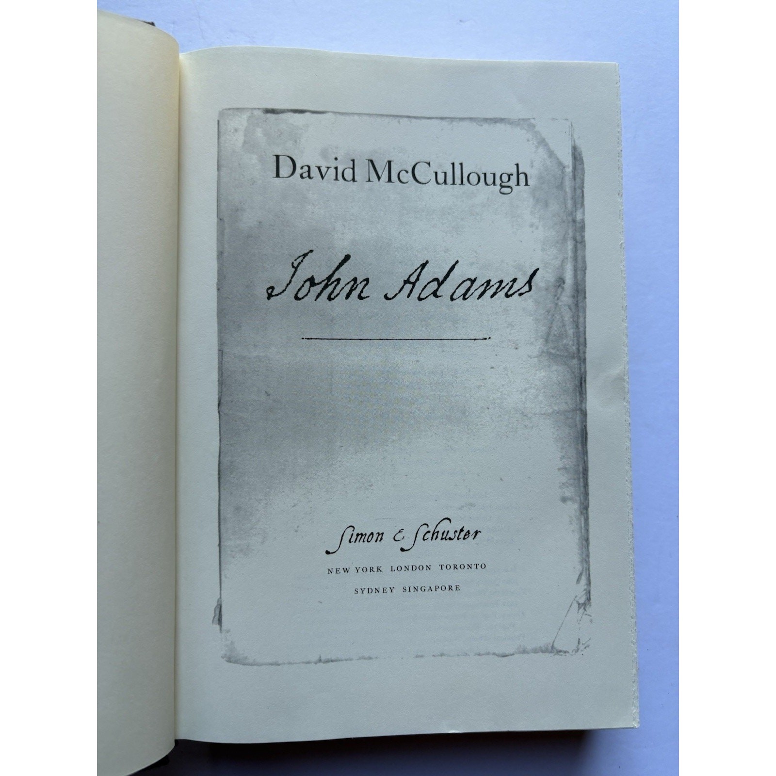John Adams by David McCullough 2001 Hardcover 1st Edition & Printing DJ Book VG