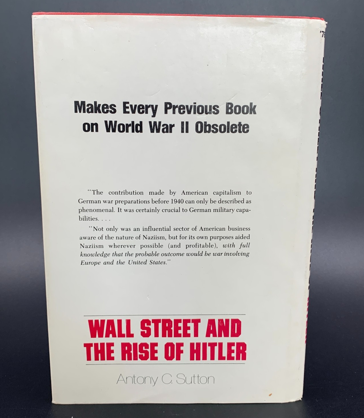 Wall Street and the Rise of Hitler – by Antony Sutton – Vintage Hardcover 1976