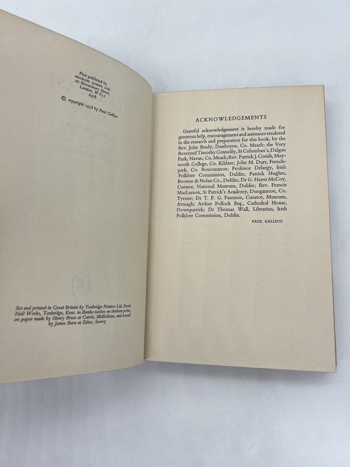 THE STEADFAST MAN Paul Gallico 1st Ed HBDJ 1958 Biography, A life of St. Patrick