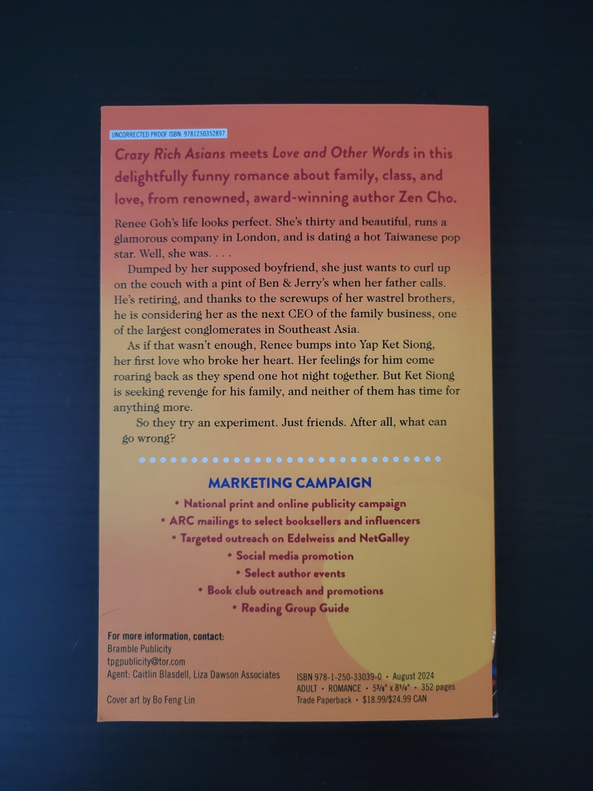 The Friend Zone Experiment – Zen Cho Advanced Reader Copy Copy-8/2024, PB) *NEW*