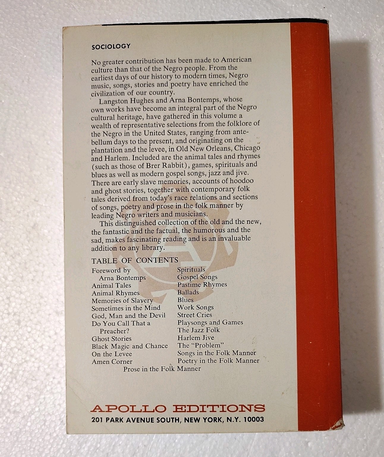 Book of Negro Folklore edited by Langston Hughes, Arna Bontemps (Paperback 1958)