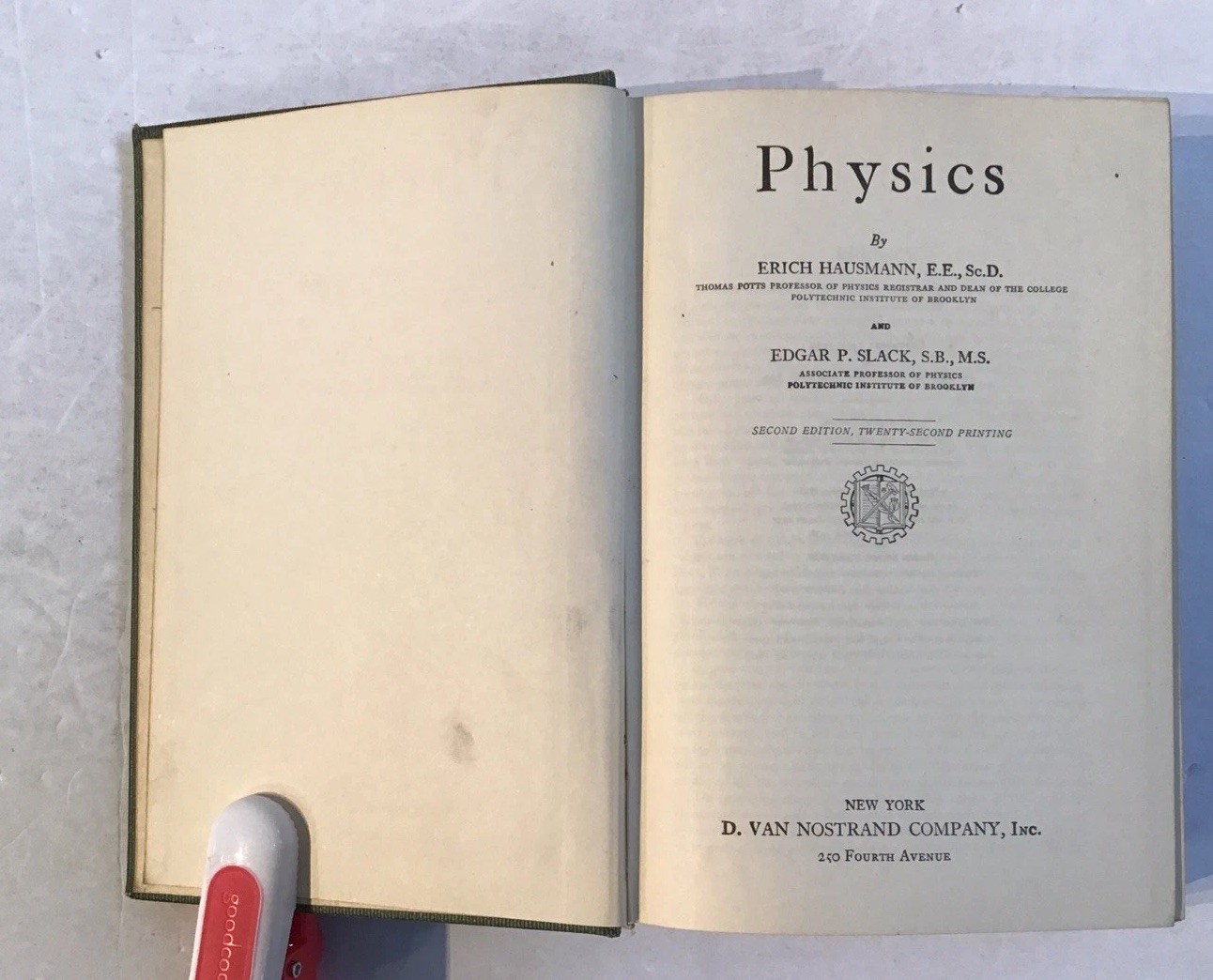 Physics, 1939, 756 pages with illustrations. Science VTG Shows Wear -writing