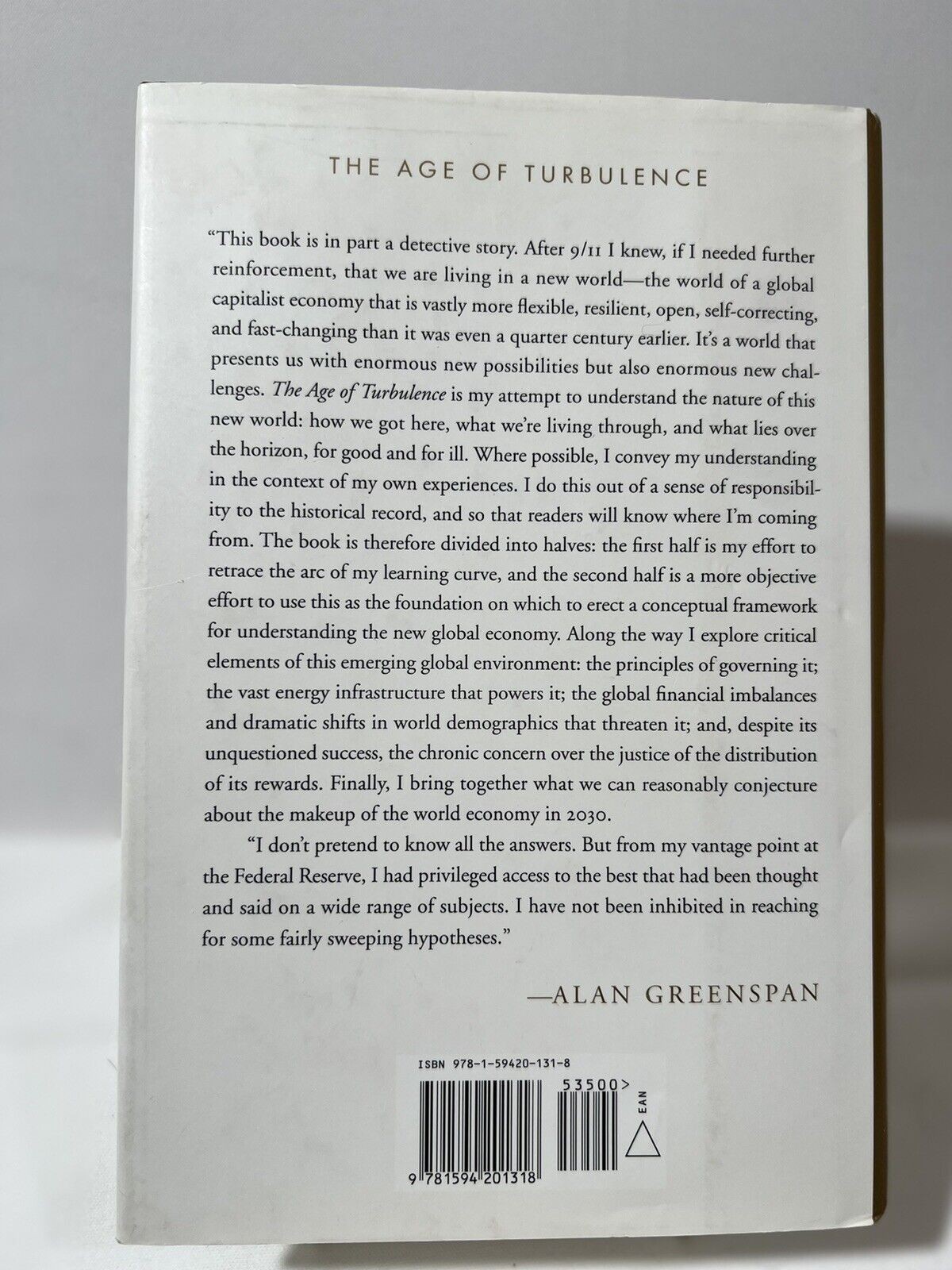 Alan Greenspan The Age of Turbulence Hardcover Book 2007 Economic Insights Polic