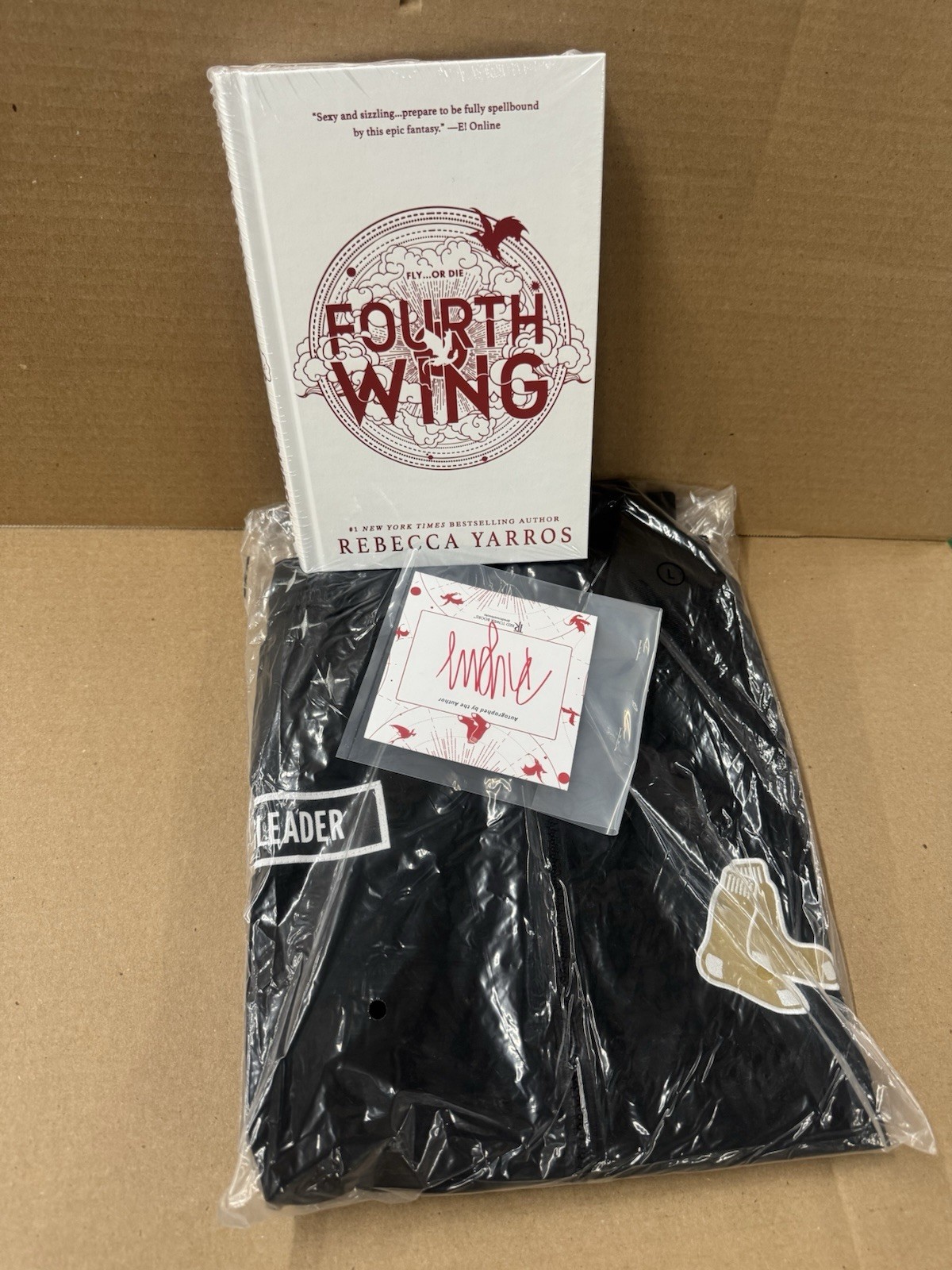 Redsox Combo Fourth Wing Book With Auto Plat And Boomer Jacket XL