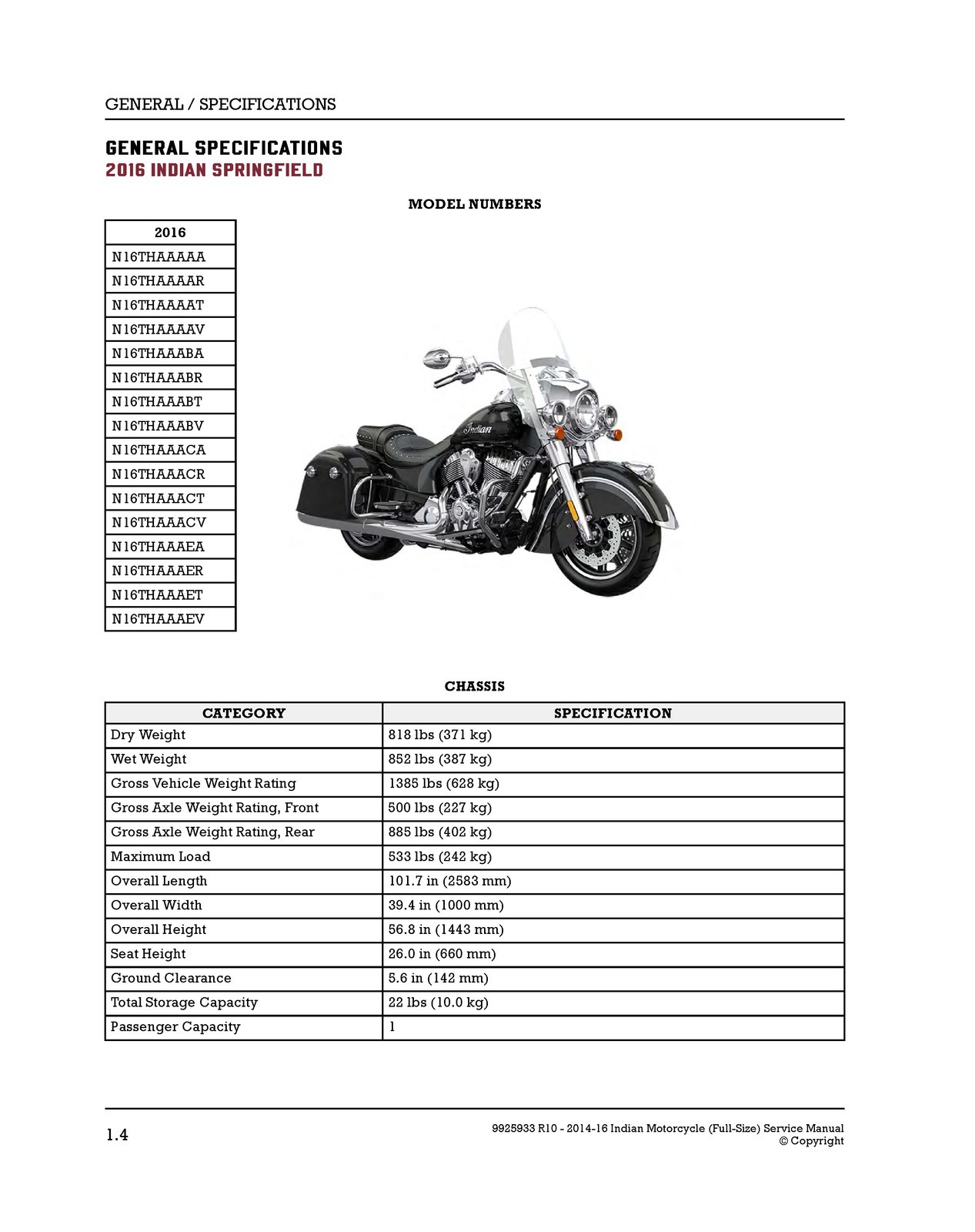INDIAN Full Size Motorcycle Service Manual 2014-2016, SPIRAL FIXED, TOUGH FRONT