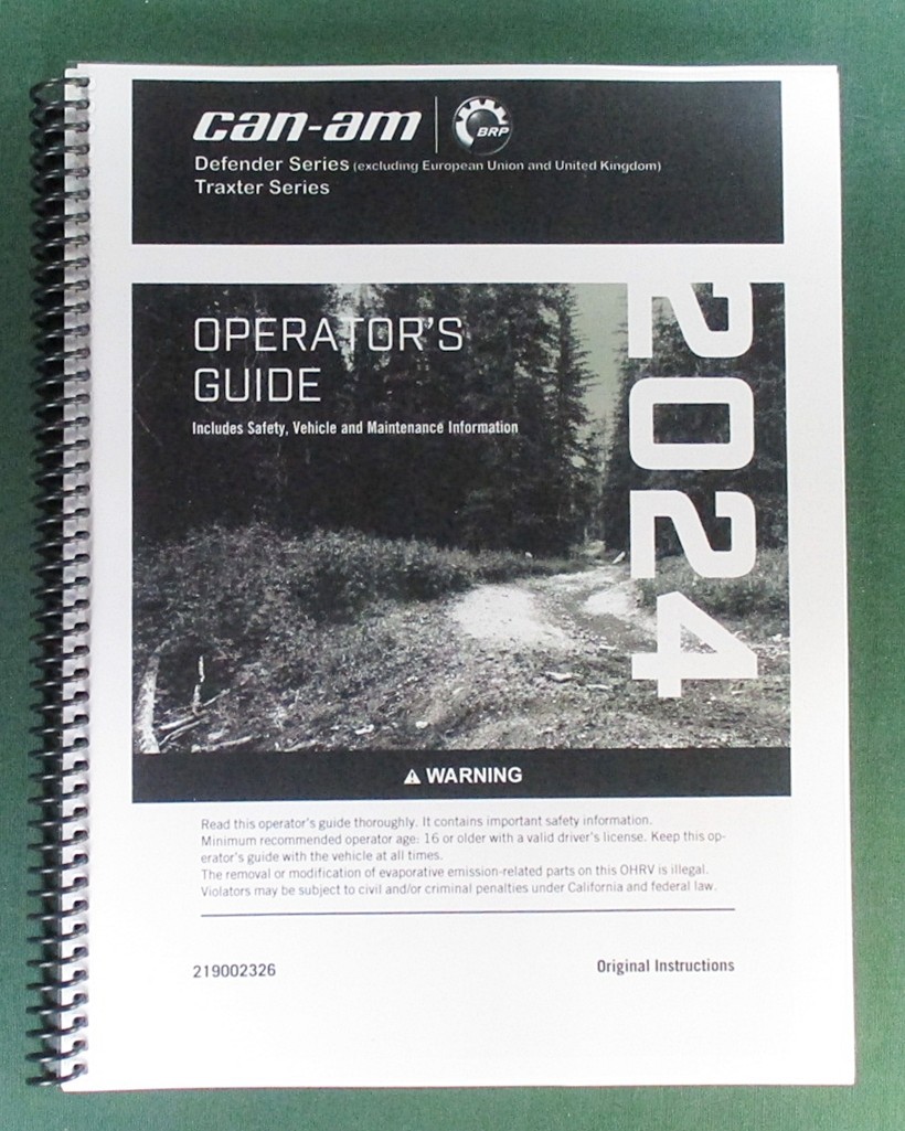 2024 Can-Am Defender XT HD10 Owner’s Manual: 244 Pages & Protective Covers