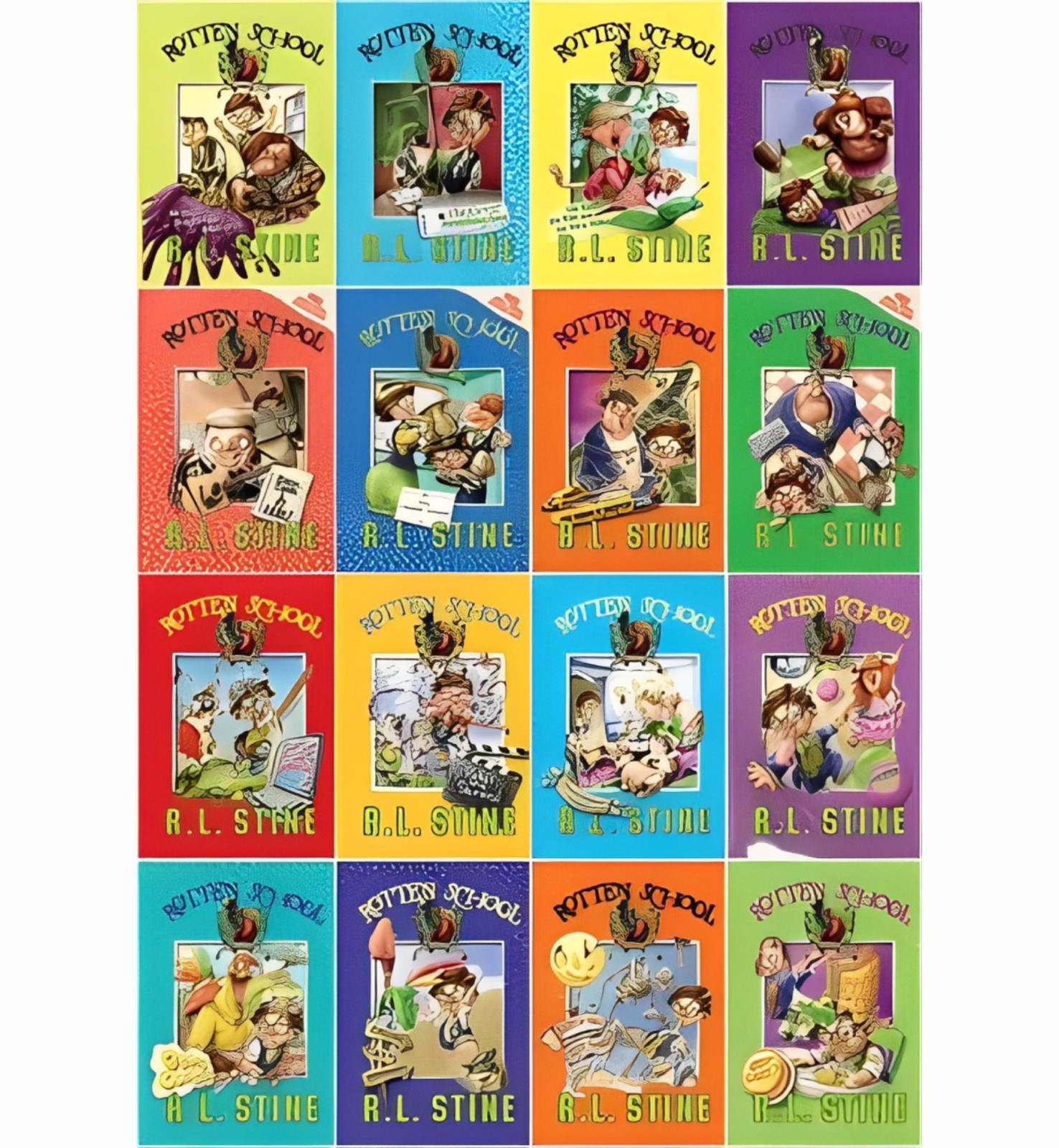 Complete Set Series – Lot of 16 Rotten School MOSTLY HARDCOV books by R.L. Stine