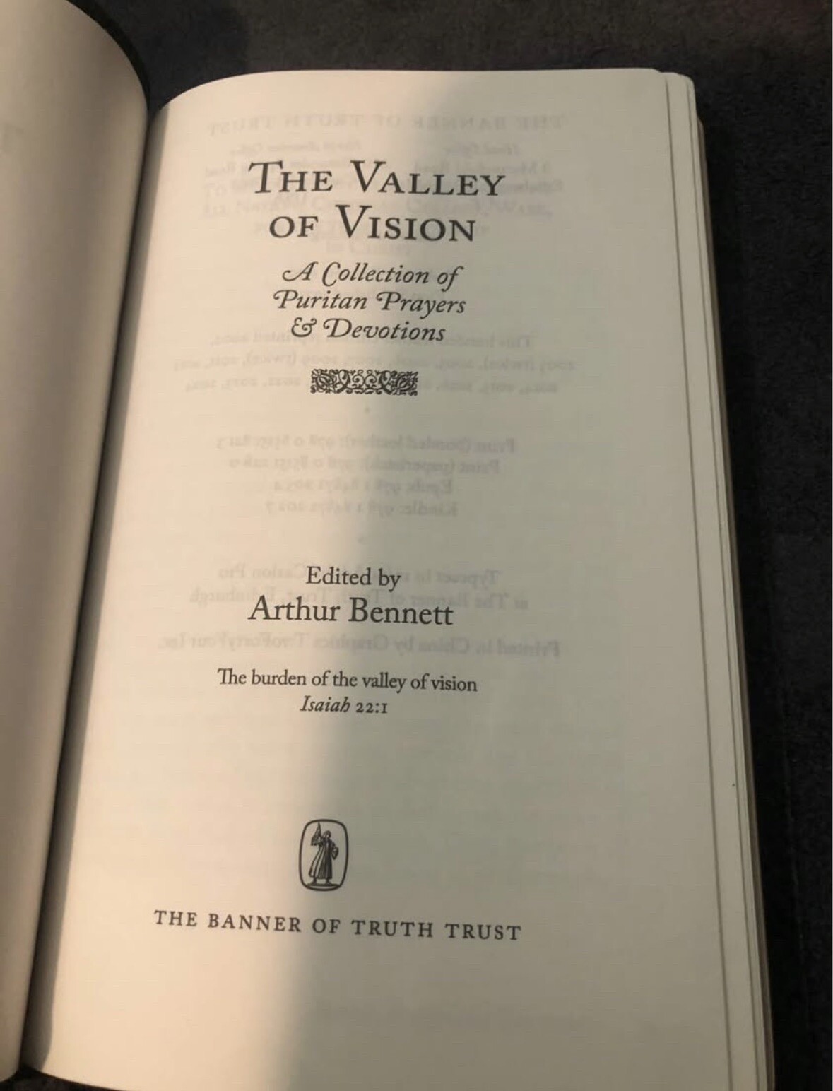 the valley of vision puritan prayers Genuine Leather Arthur Bennet Black