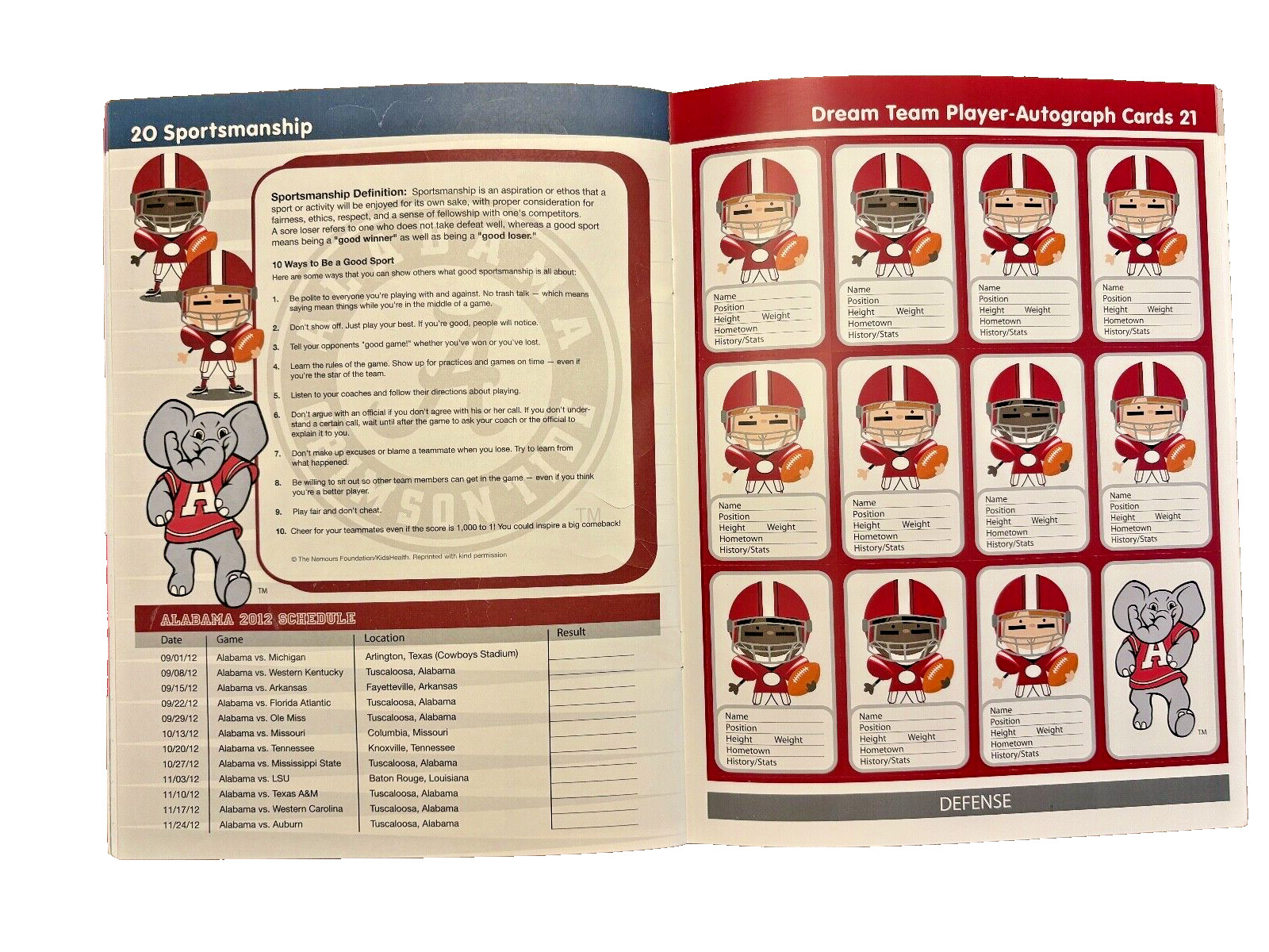 Alabama Roll Tide Activity Book Drawing Crosswords Family Fun 2012 36 Pages
