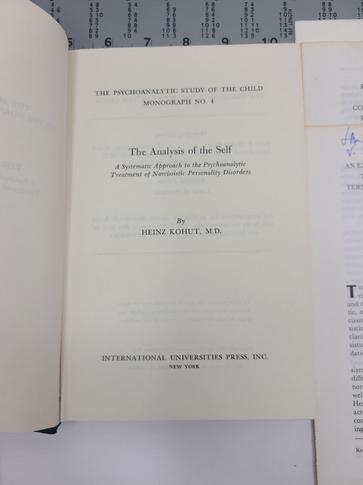 The Analysis Of The Self by Heinz Kohut HC 1975 Bonus Notes Excerpts