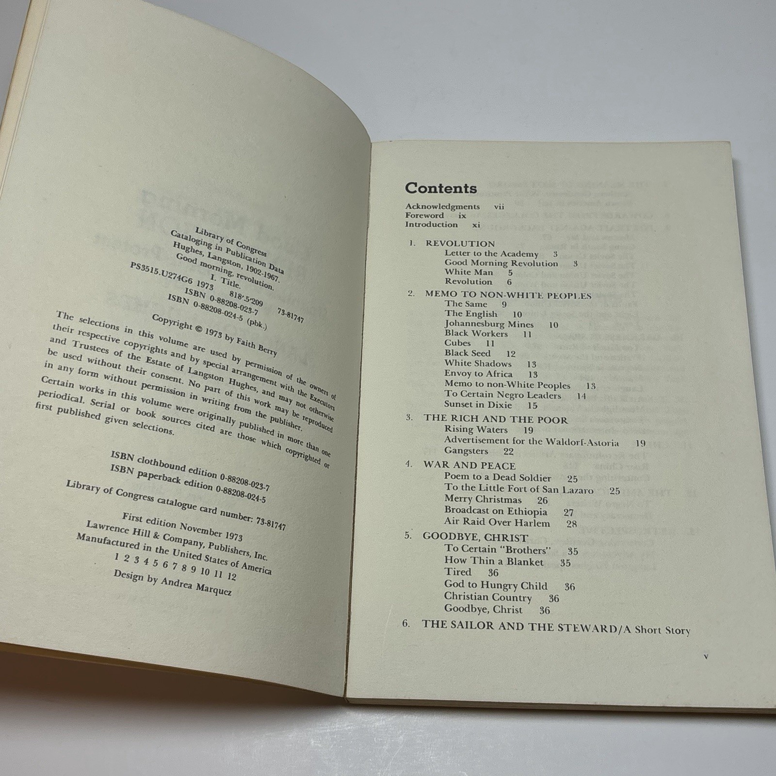 Good Morning Revolution: Social Protest Writings by Langston Hughes VTG PB 1973