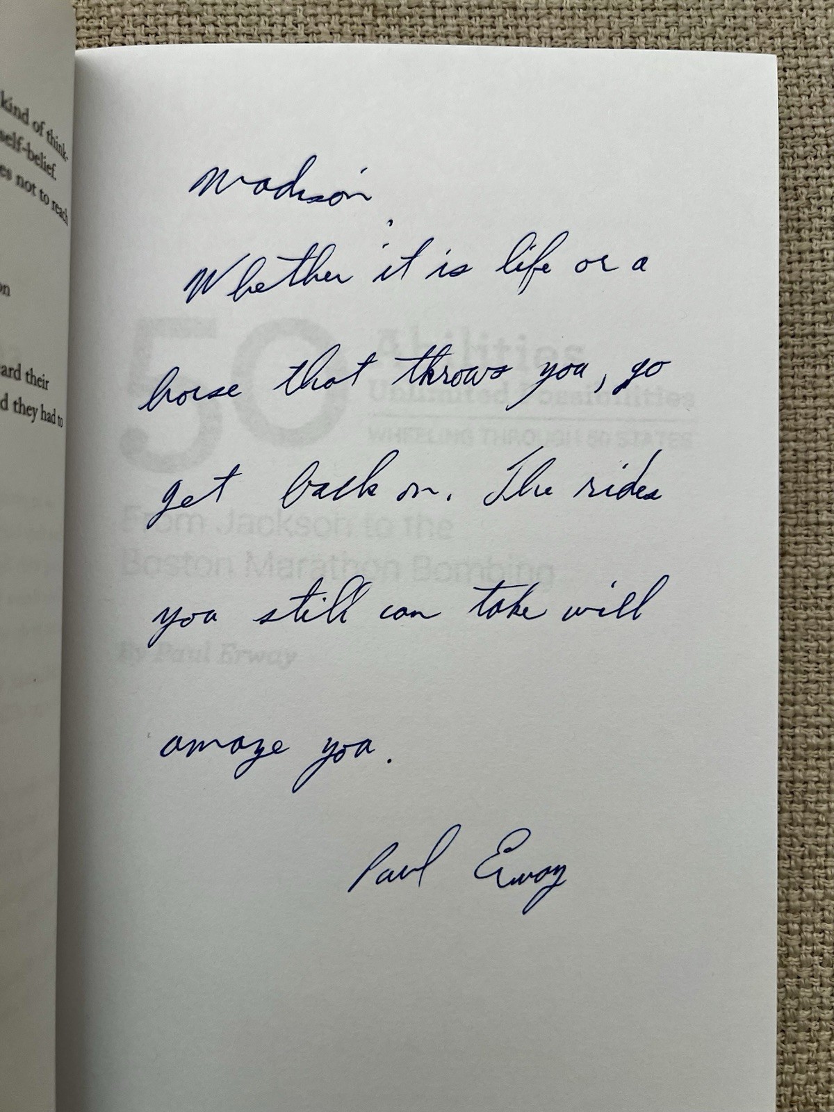 50 Abilities — Paul Erway — SIGNED — Wheeling Through 50 States (PB, 2017)
