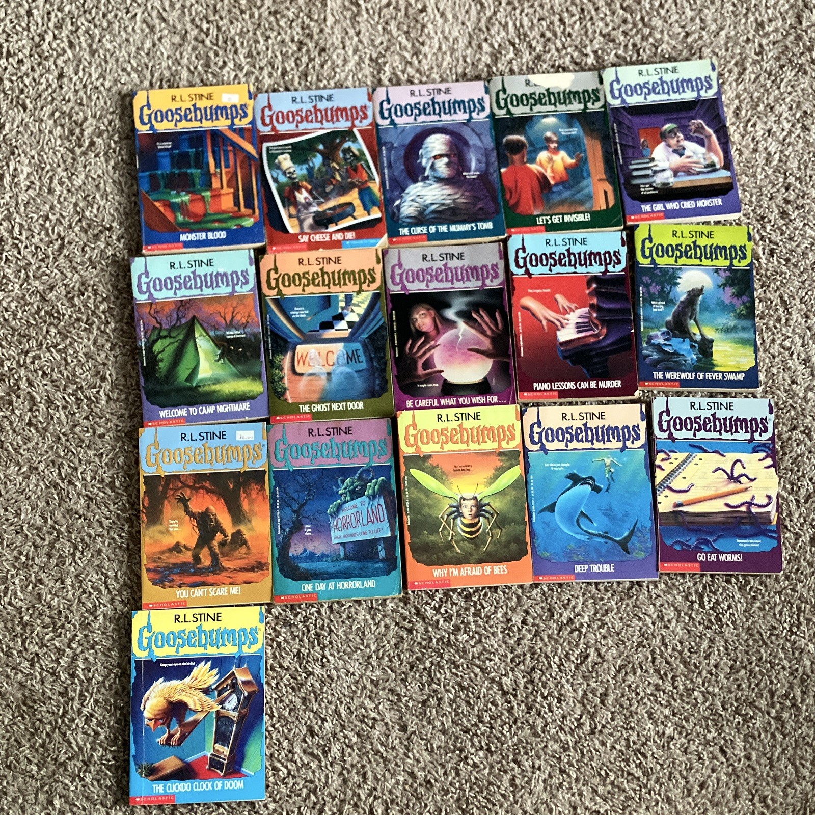 R.L. Stine Goosebumps Paperback Lot of 16 Scholastic Ages 9-12 Horror 1990s