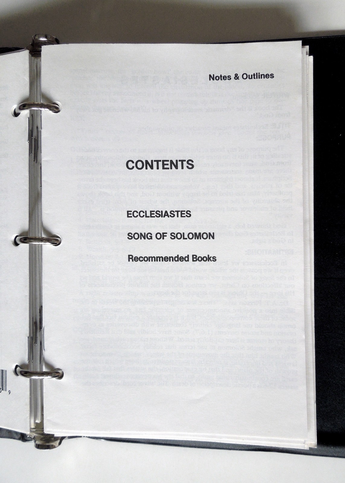 J. Vernon McGee’s Notes on the Holy Bible (partially complete, w/binder)